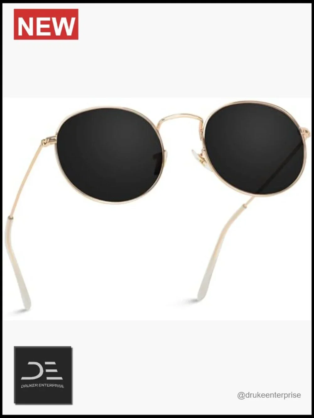 Round Polarized Sunglasses with Stainless Steel Frame